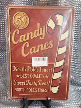 Candy Canes Holiday Tin Sign